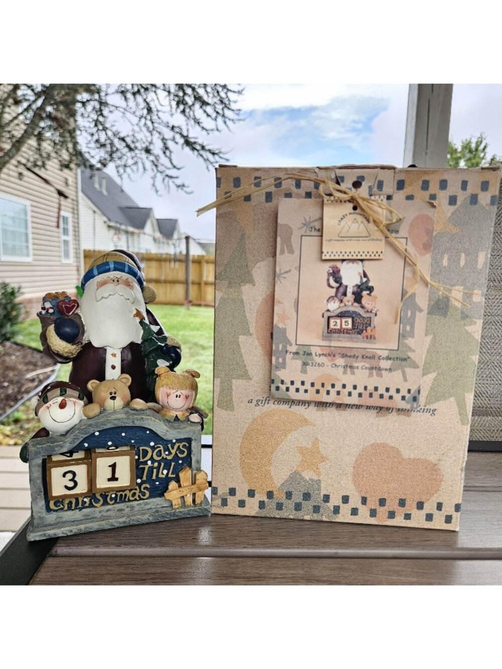 Crazy Mountain Christmas Count Down Advent Number Blocks Rustic Vintage Holiday